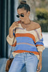 V-Neck Knitted Lantern Sleeve Pullover Sweater